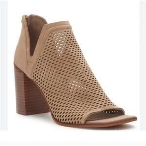 Vince Camuto Tan Perforated Ankle Booties